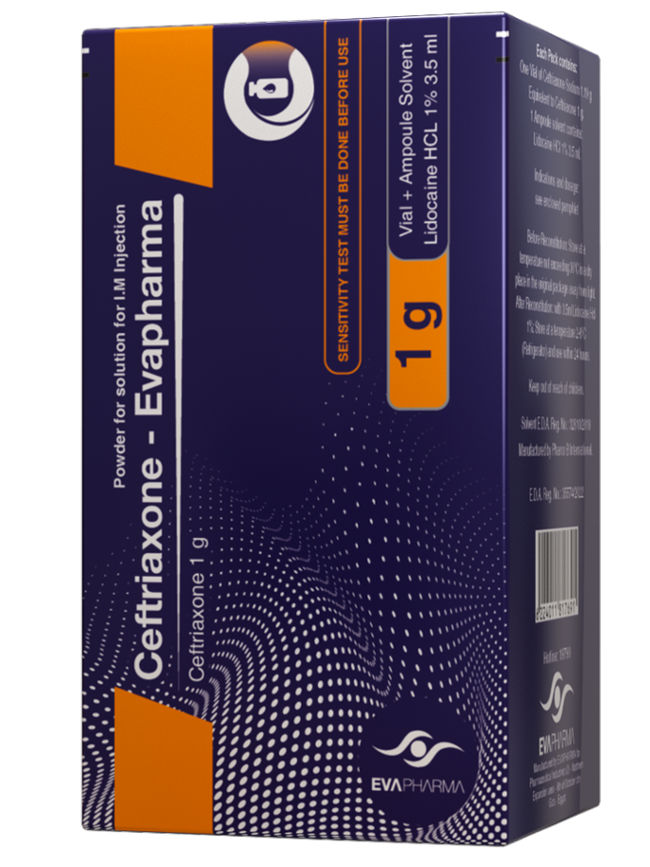 Ceftriaxone Evapharma 1 gm I.M.